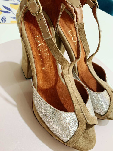 Zapato Punta Abierta Taco Alto
