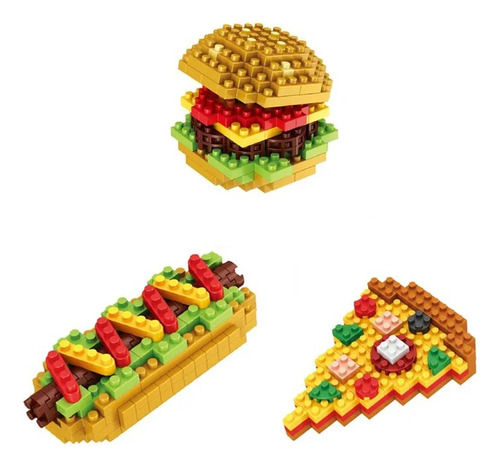 Bloques Armables Comida Rápida Hotdog Sandwich Pizza