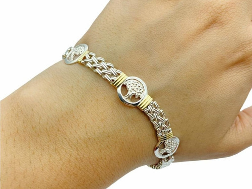 Pulsera Plata Y Oro Árbol De La Vida Mujer. Regalo. 