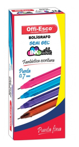 Caja Boligrafos Semi Gel Offi-esco 0.7 Az Claro Caja *12 Uds