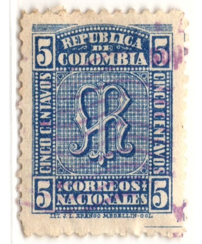 Colombia 5 Centavos Acuse De Recibo 1904 Estampilla A R 44