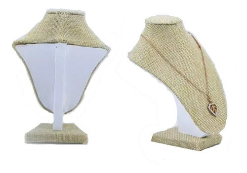 Imagen 3 de 7 de Exhibidor Busto Torso Collares Hessian Tela Arpillera 3202