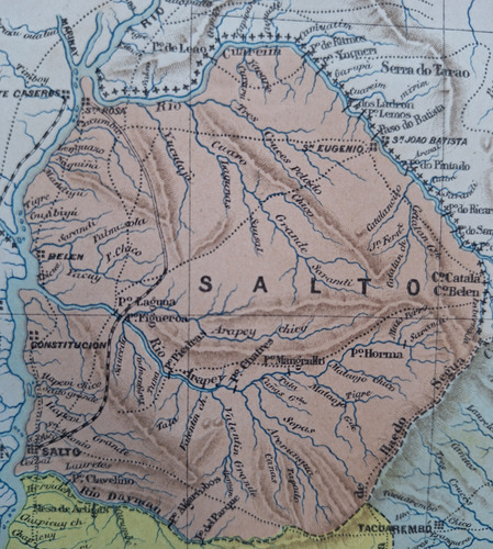 Mapa Uruguay Año 1881 Creacion Rocha Río Negro (Usado)