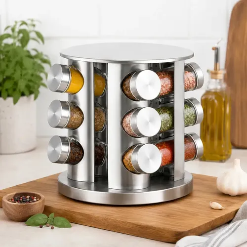 Porta Temperos Giratório 360° 12 Potes Vidro 85ml