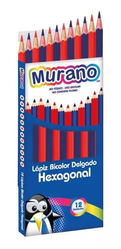 Lapiz Bicolor Azul Y Rojo Delgado Hexagonal 1 Unidad Murano - Dimeiggs