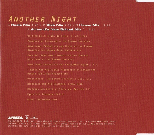 Real Mccoy - Another Night Cd Maxi P78 (Usado)
