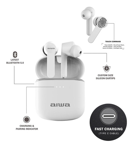 Audífonos Aiwa Aw-8 In-ear Bluetooth 5.0