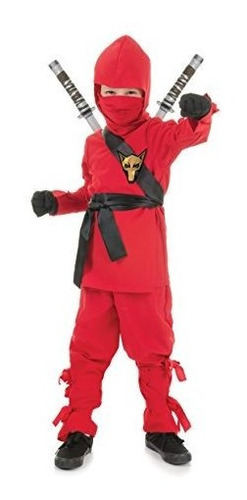 Disfraz De Ninja Rojo Para Niños, Talla Grande 10-12