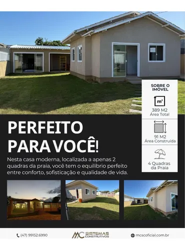 Casa Na Praia, Santa Catarina 2 Dormitórios Imbitiba Sc