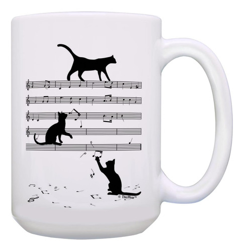 Taza De Café De Gato, Taza De Nota Musical De Gato, Regalos 