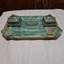 Comprar Escribania Tintero Antiguo En Marmol Y Bronce 45 Cm X 30 Cm