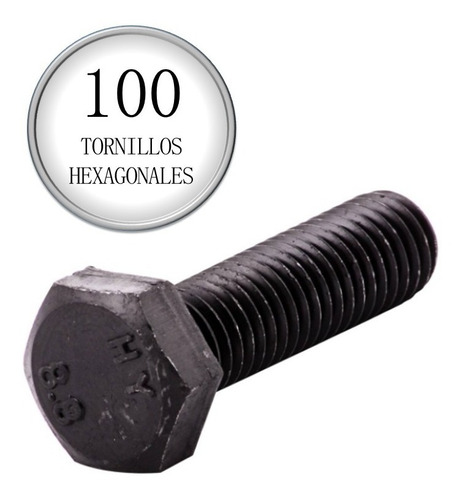 100 Tornillos Hexagonales G8.8 Métrico Rc M8-1.25 X 40mm