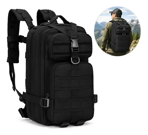 Mochila Tática Militar 30l Impermeável Reforçada Masculina Preto