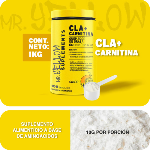 Mr. Yellow Cla + Carnitina 1kg 100 Servs Mango
