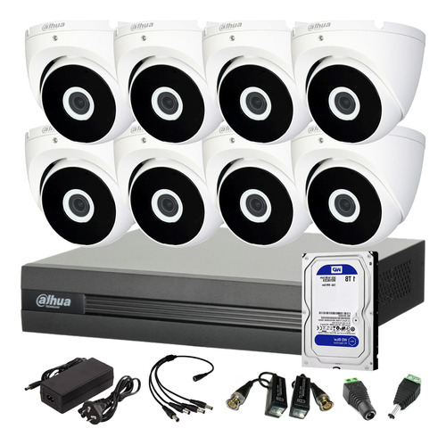 Kit Seguridad Dvr 16 Ch+ 8 Domos Exterior Full Hd+ Disco 1tb