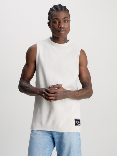 Polera Badge Tank Top Beige Calvin Klein