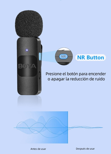 Microfone sem fio duplo compacto Boya by-V20 USB-c cor preta