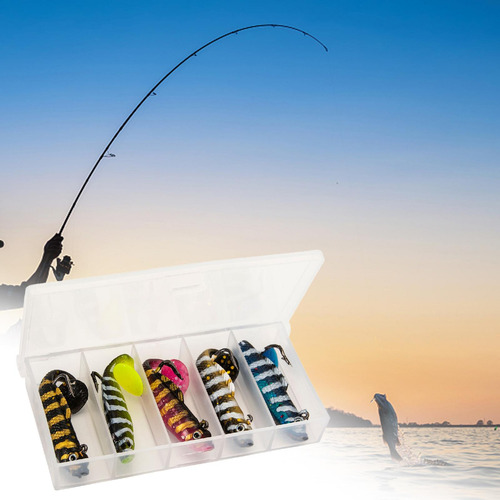 5x Cola De Paleta Señuelo De Pesca Suave Kit De Aparejos De