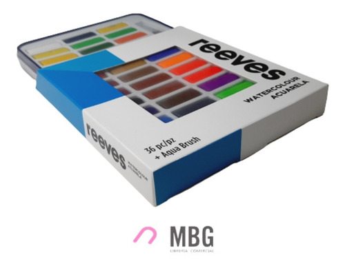 Imagen 3 de 6 de Acuarelas Pastillas Reeves En Lata X 36 Colores + Aqua Brush