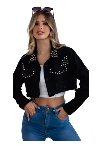 Campera De Jean Chaqueta Mujer Tachas / Flecos