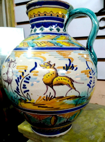 Talavera, Jarra Muy Antigua De Ceramica Triañera, Tipica Dec