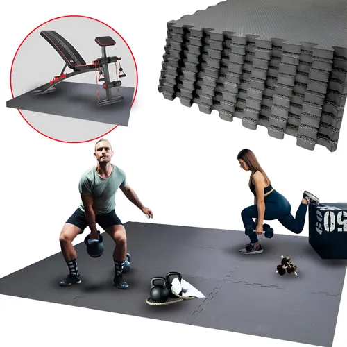 Kit 12 Tatame Tapete Eva Linha Premium 50x50x1cm Com Borda  Preto