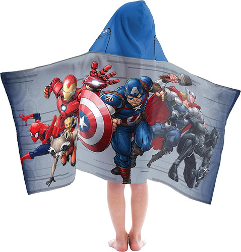 Toalla De Baño Poncho Con Capucha P/ Niño Capitan America