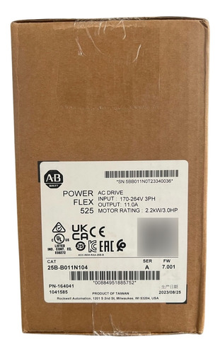 Allen Bradley 25b-b011n104 Powerflex 525 Ac Drive 3hp