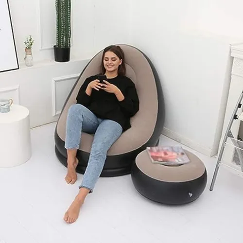 Sofá Inflable Con Mini Puff Para Pies