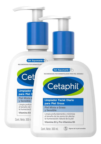 Pack 2 Cetaphil Loción Limpiadora Facial Piel Mixtas A Grasa