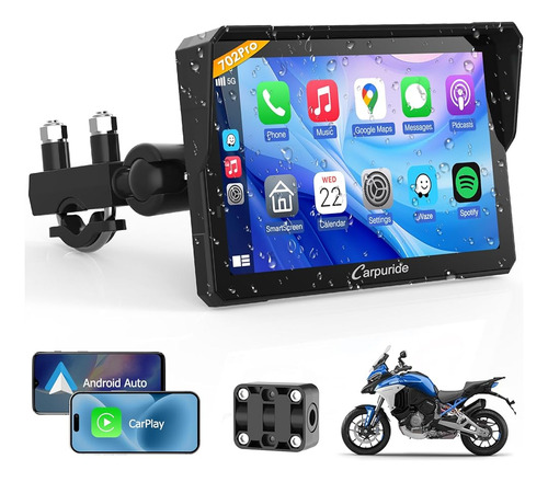 Pantalla Gps 7 Carplay/android Auto Para Motocicleta Blueto