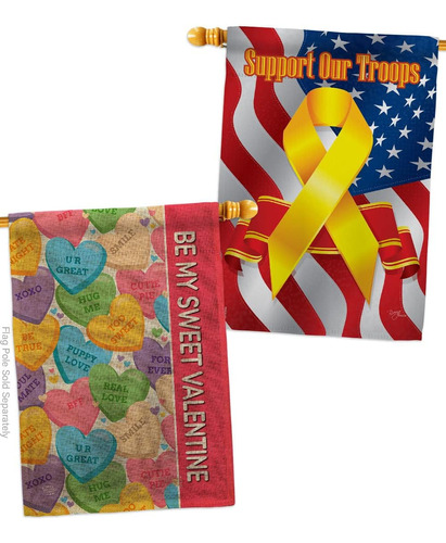 Colección De Adornos Sweet Lawn Support Our Troops Banner Pa