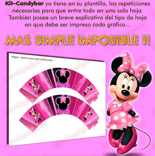 Kit Candybar Imprimible Minnie Mouse - No Edites Más!!