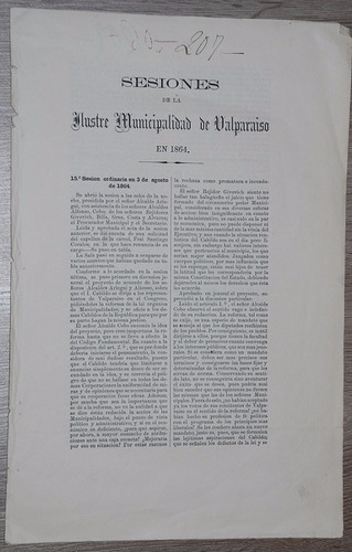 Valparaiso Sesiones Municipalidad 1864