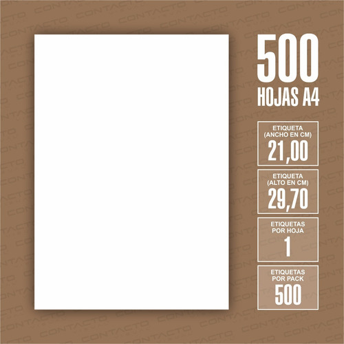Etiquetas Autoadhesivas Para Impresoras / Resma De 500 Hojas A4