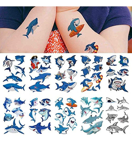 Tatuajes Temporales De Tiburón (100 Piezas)