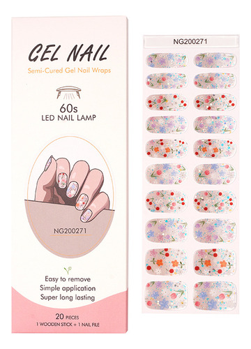 Set 20 Pcs Uñas Postizas Nail Gel Para Lámpara Uv