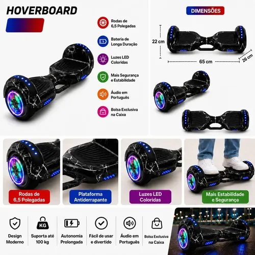 Skate elétrico hoverboard Smart Balance Hoverboard 6.5 Bluetooth