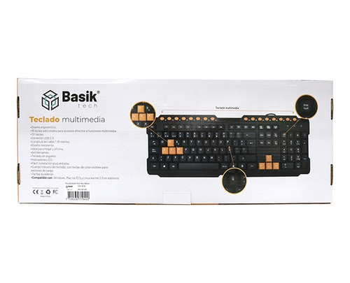 Teclado Basik Tech Multimedia Bst09t Color Del Teclado Negro