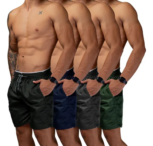 Kit 4 Short Praia Masculino Bermuda Tactel Academia Corrida