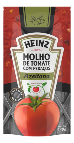 Molho de Tomate com Azeitona Heinz Molho de Tomate em sachê 340 g