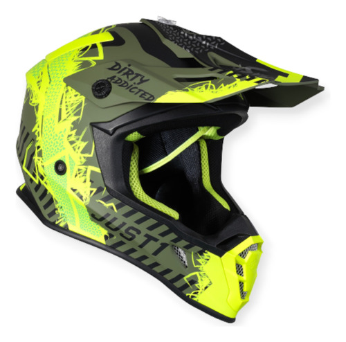 Casco Just1 J38 Mask Motocross Enduro Amarillo/negro/verde