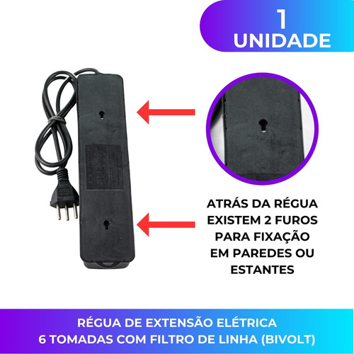Filtro Linha de 6 tomadas Bivot