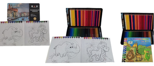 Set 72 Lápiz Acuarelas + Pincel De Agua + Cuaderno De Dibujo