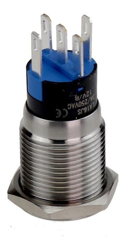 Imagen 6 de 9 de Pulsador Led 16mm 12v Acero Inoxidable