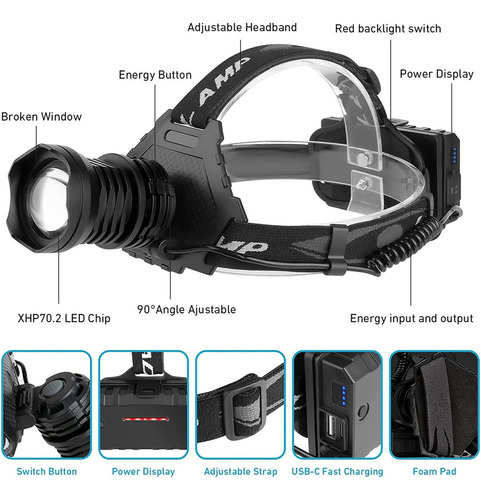 2 Faros Led Recargables De 100000 Lúmenes