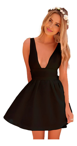 Vestido Corto Mujer Escote V Casual Tirantes Moda Casual