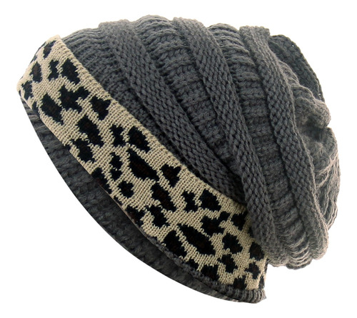 Gorro De Punto I Para Mujer, Con Forro Polar Grueso De Leopa