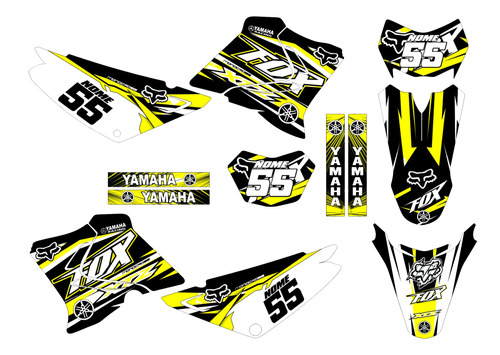 Kit Adesivo Moto Cross Trilha Yh Xtz 125 Fox Amarelo Lm326