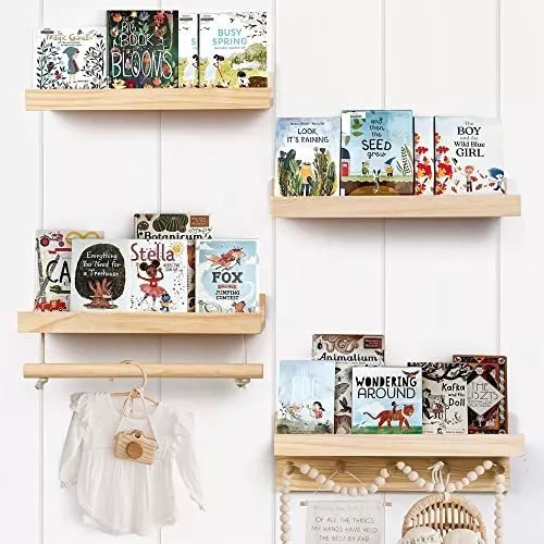 COMAX Estantes flotantes para libros infantiles para pared de guardería,  estante colgante para libros de montaje en pared, organizador para  habitación